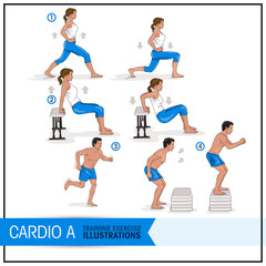 Training Exercise Vector Illustrations - Cardio - 140725984