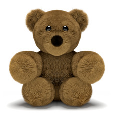 cute teddy bear 3d render sitting isolated