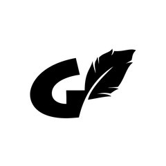 G letter with quill stock logo design