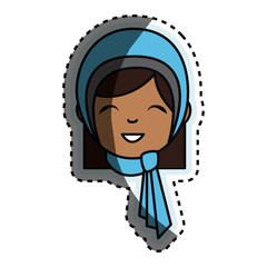muslim cute woman ethnicity character vector illustration design