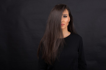 Woman long hair with face