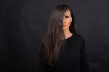 Fototapeta premium Woman long hair with face