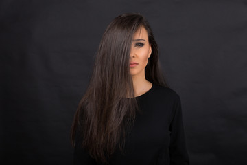 Woman long hair with face