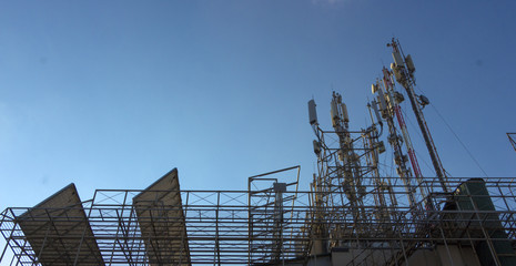 mobile antennas, on a background of blue sky