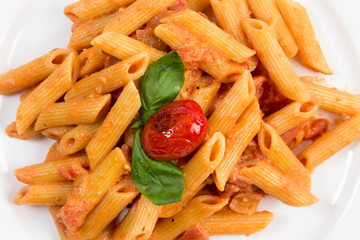close up of penne ala vodka