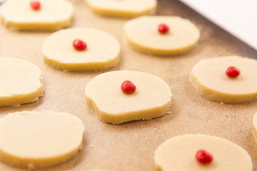 preparing shortbread for the oven