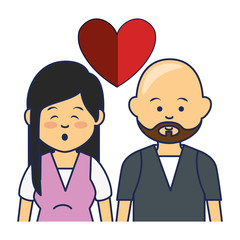 cute lovers couple ethnicity vector illustration design