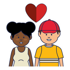cute lovers couple ethnicity vector illustration design