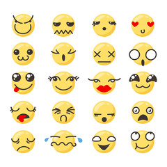 Fototapeta premium Set of cute lovely kawaii emoticon.