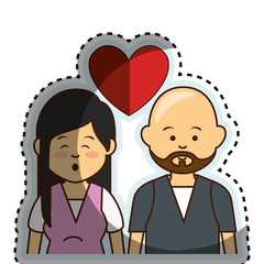 Fototapeta premium cute lovers couple ethnicity vector illustration design