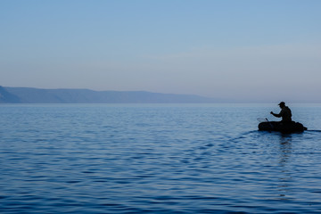 Out for fishing on lake Baikal