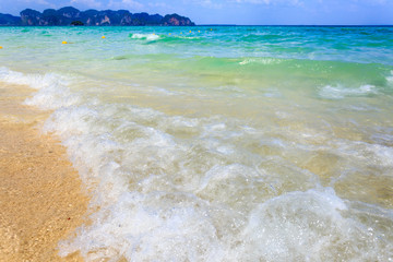 wave of the sea on sand beach