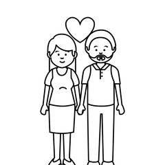 cute lovers couple ethnicity vector illustration design