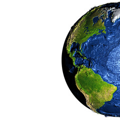 Fototapeta premium Americas on Earth with exaggerated mountains