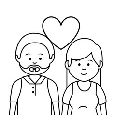 cute lovers couple ethnicity vector illustration design