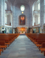 Fototapeta na wymiar Church of the Holy Cross interior in Dresden, Saxony, Germany