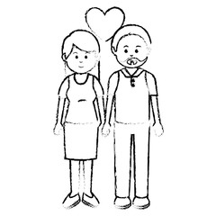cute lovers couple ethnicity vector illustration design
