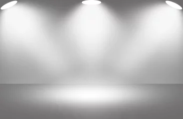 Crédence de cuisine en verre imprimé Lumière et ombre Fond de scène de projecteur de lumière blanche.