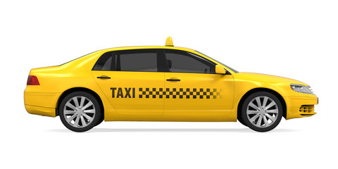 Yellow Taxi Isolated - obrazy, fototapety, plakaty