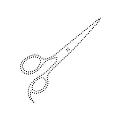 Hair cutting scissors sign. Vector. Black dotted icon on white background. Isolated.