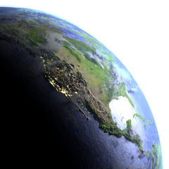 North America on realistic model of Earth