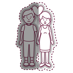 cute lovers couple ethnicity vector illustration design