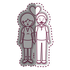 cute lovers couple ethnicity vector illustration design