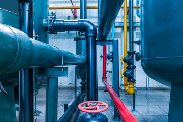 steel pipelines and cables in a plant,Industrial zone.