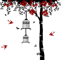 Naklejki  tree with birds