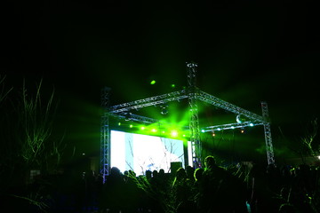 Stage lighting effect in the dark, fuzzy figure