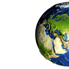 Fototapeta premium Europe on Earth with exaggerated mountains