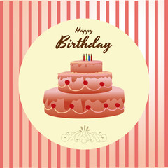 Birthday design over pink background, vector illustration