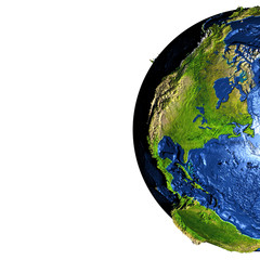 Fototapeta premium North America on Earth with exaggerated mountains