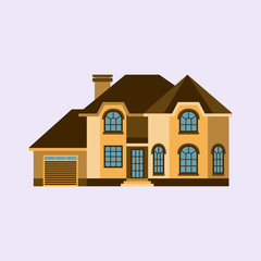 House front view vector illustration building architecture home construction estate residential property roof apartment housing cottage
