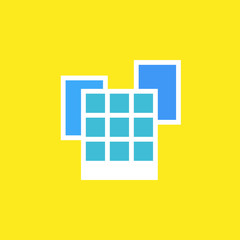 Vector icon or illustration showing office buildings in outline style