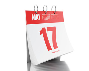 3d Day calendar with date May 17, 2017