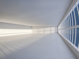 Fototapeta premium Sunny big open area with windows. 3D rendering.