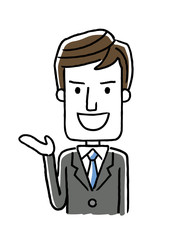 男性ビジネスマン：案内、紹介