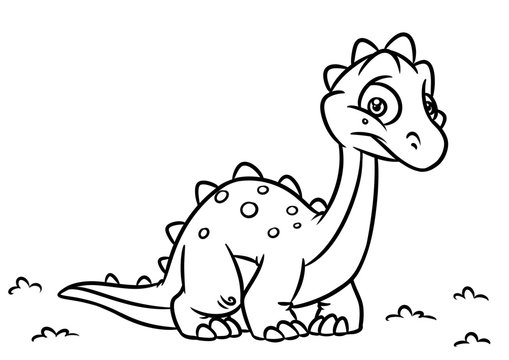 Dinosaur Diplodocus coloring page cartoon Illustrations isolated image animal character
