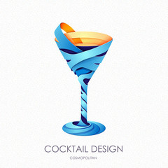 3D cocktail design.Vector icon