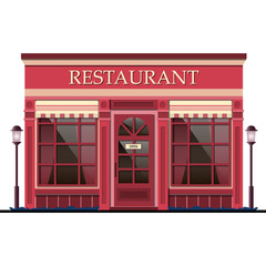 Restaurant facade. Vector illustration.