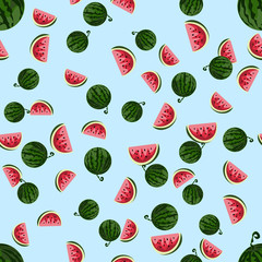 Cute seamless vector pattern with watermelons.