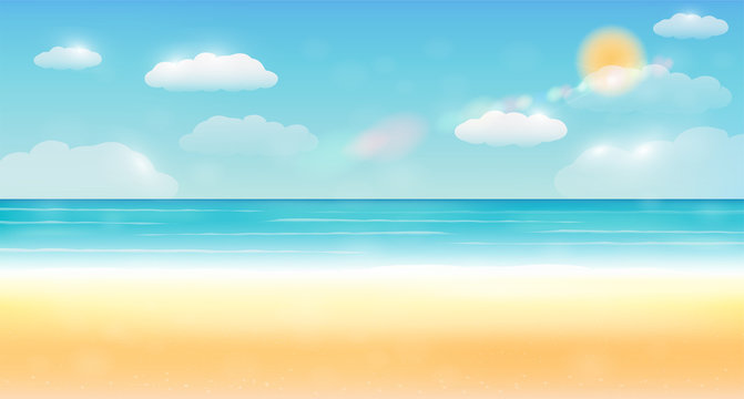 bright summer sky sea sand beach background