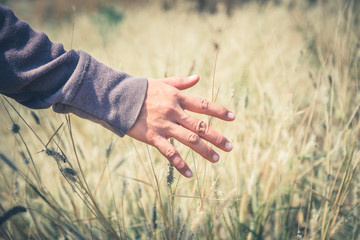Woman gardener Touch meadow