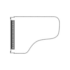 Concert grand piano sign. Vector. Black dotted icon on white background. Isolated.