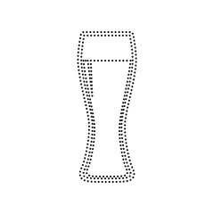 Beer glass sign. Vector. Black dotted icon on white background. Isolated.