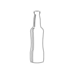 Beer bottle sign. Vector. Black dotted icon on white background. Isolated.