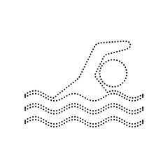 Swimming water sport sign. Vector. Black dotted icon on white background. Isolated.