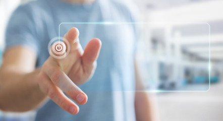 Businessman surfing on internet with digital tactile interface 3D rendering