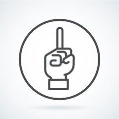 Black flat icon gesture hand of human forefinger in up